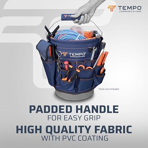 Miniatura 2 de TEMPO PA9100 - Bolsa de herramientas de cubo de 5 galones, organizador de herramientas de cubo de tela 600D con revestimiento de PVC, 30 bolsillos,