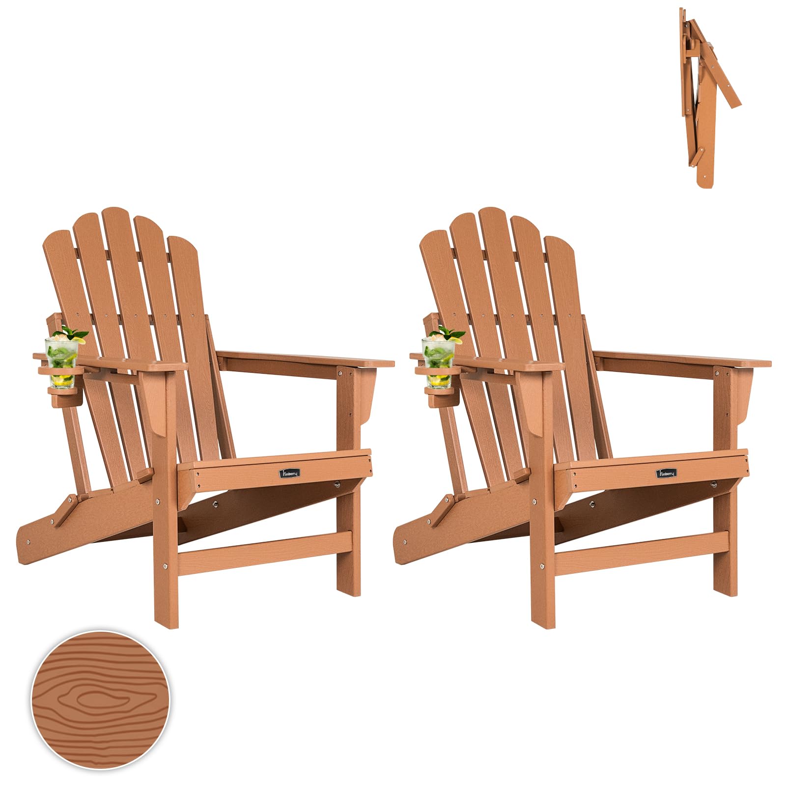 FUNBERRY Oversized Folding Adirondack Chair Set of 2, Fire Pit Chair 400LBS