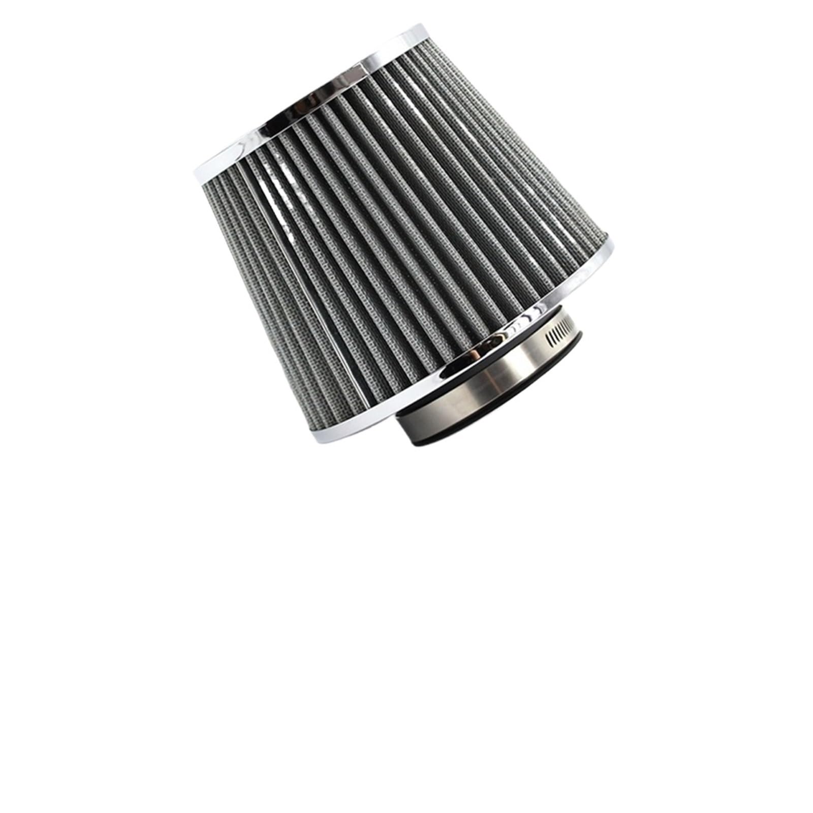 Kit de admisión aire frío Kit de tubo admisión aire frío para turbocompresor 3" y 76 mm para sistema universal carreras coches, con filtro alto flujo cónico(Silver)