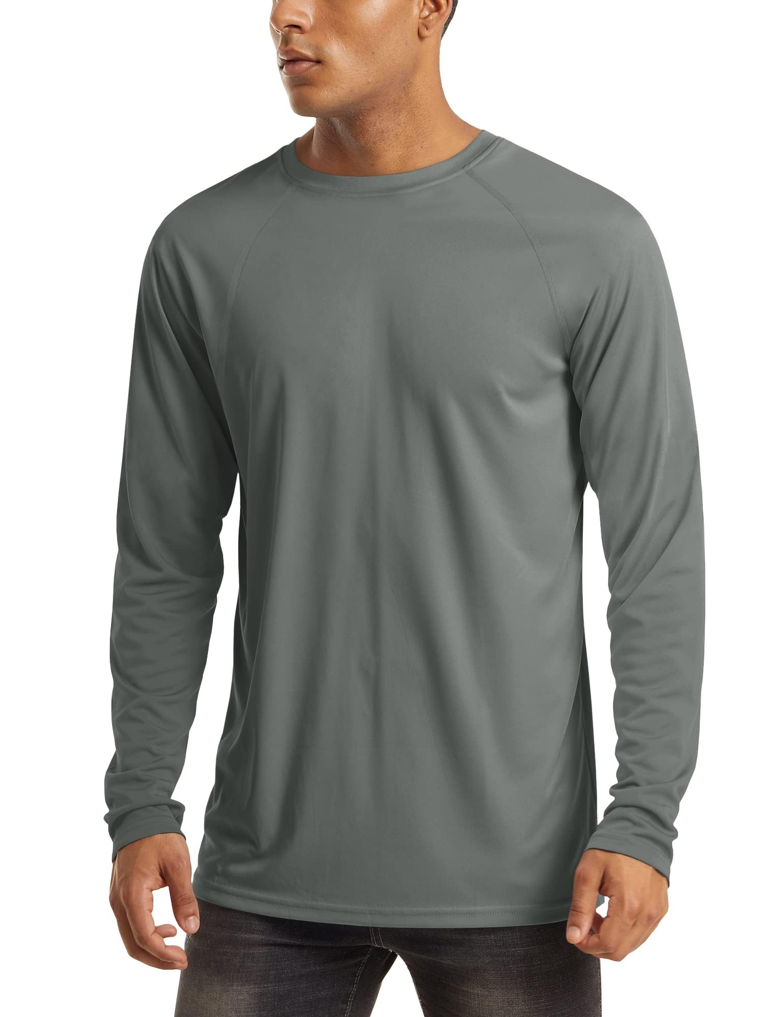 Workout Shirts for Men Long Sleeve Shirts UPF 50 Running Shirts Fishing Shirts Rashguard Hiking Shirts Swim Shirts Athletic Shirt Sun Shirts Dark Grey-image-43