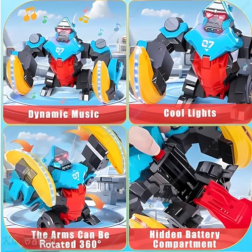 Image of Kids Mandi Dancing Gorilla Robot Toy | Electronic Action Figure with Music & Lights | Interactive Moving Toy for Kids Age 3+ (Blue & Red)
