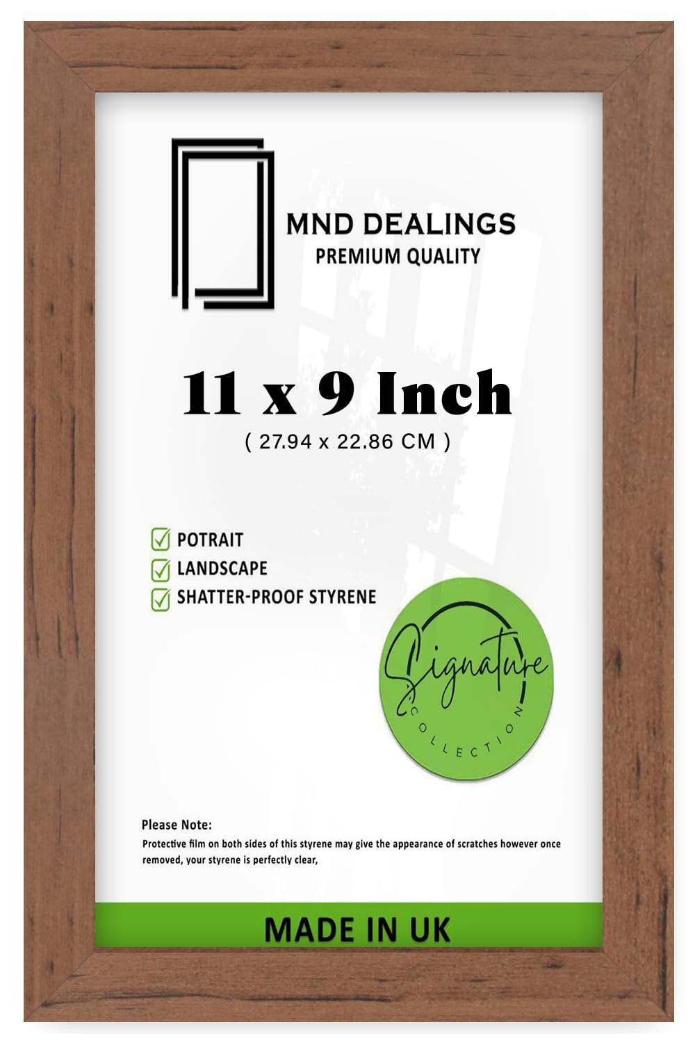 MND Dealings | MDF Wall Gallery Frame (27.94 x 22.86 CM) Picture Frame for Home, Office & Art Display, Elegant MDF Finish, Sleek & Durable Build with Hanging Hooks [ Walnut ]