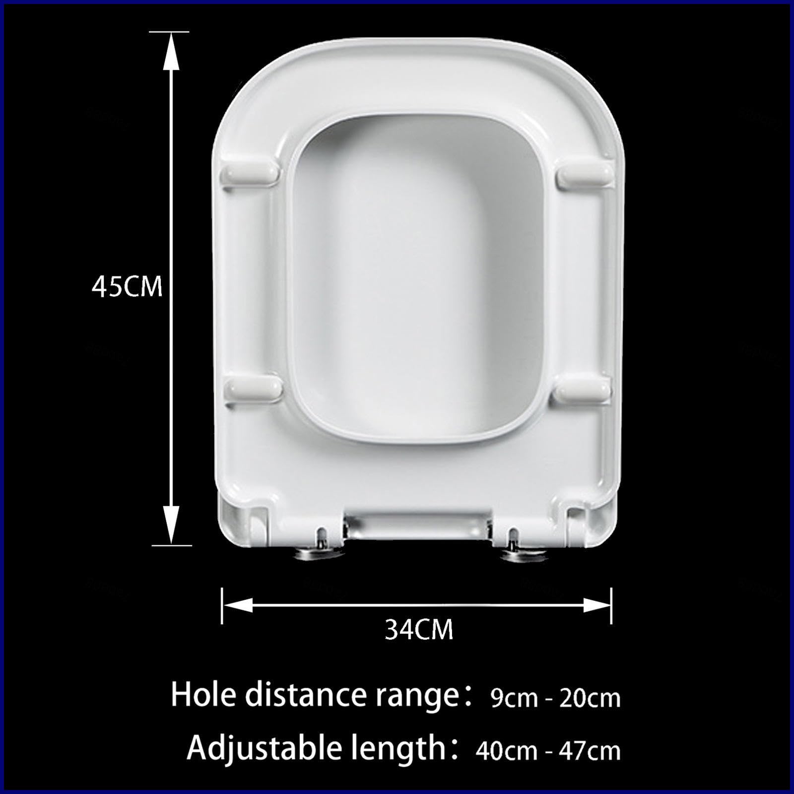 Asiento de inodoro de cierre suave, fácil de ajustar, forma cuadrada, fácil de limpiar, asiento de inodoro de liberación rápida, asiento de inodoro duradero, bisagras ajustables de cierre lento,