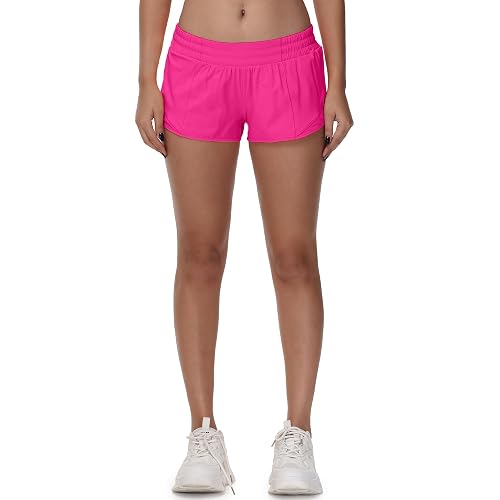 MCEDAR Women's Running Shorts Low Waisted 2.5"，Lightweight Active Workout Quick Dry Gym Athletic Sports Shorts Zip Pocket