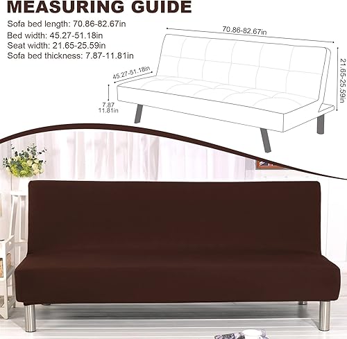Miniatura 2 de LiveGo Fundas de futón sin brazos, funda elástica plegable para sofá cama con parte inferior elástica, funda de sofá ajustada estampada protectora