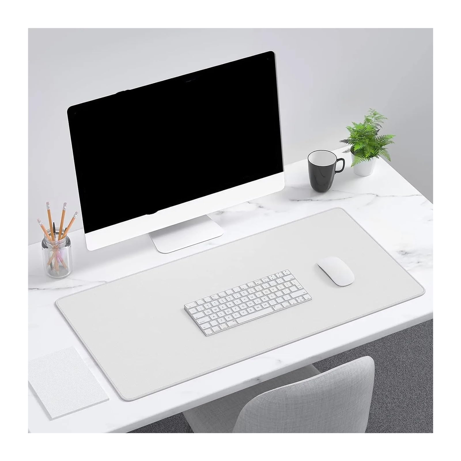 Tappetini Da Scrivania Tappetino for mouse for computer portatile, grande, rosa, minimalista, da scrivania, for giochi, con fondo in gomma antiscivolo Per Ufficio(Silver,90x40 cm)
