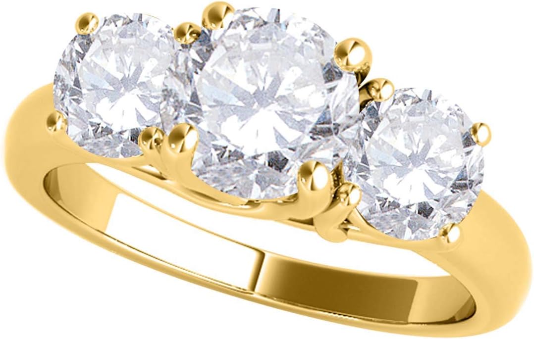 MauliJewels 1/2 Carat Three Stone Diamond Engagement Ring Crafted4 Prong-Setting14k Solid Rose & White Gold