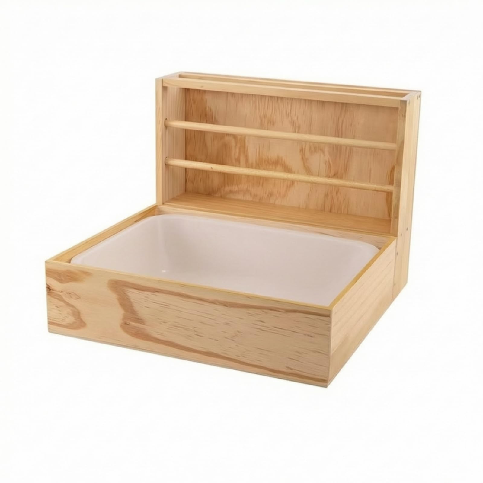Baoblaze Dispensador de para Cobayas Conejos Hámsteres y Chinchillas con Alimentador Organizador Tolva y Bandeja Extraíble de Madera Adecuado para Jaulas Domésticas y Áreas de Juego Interiores