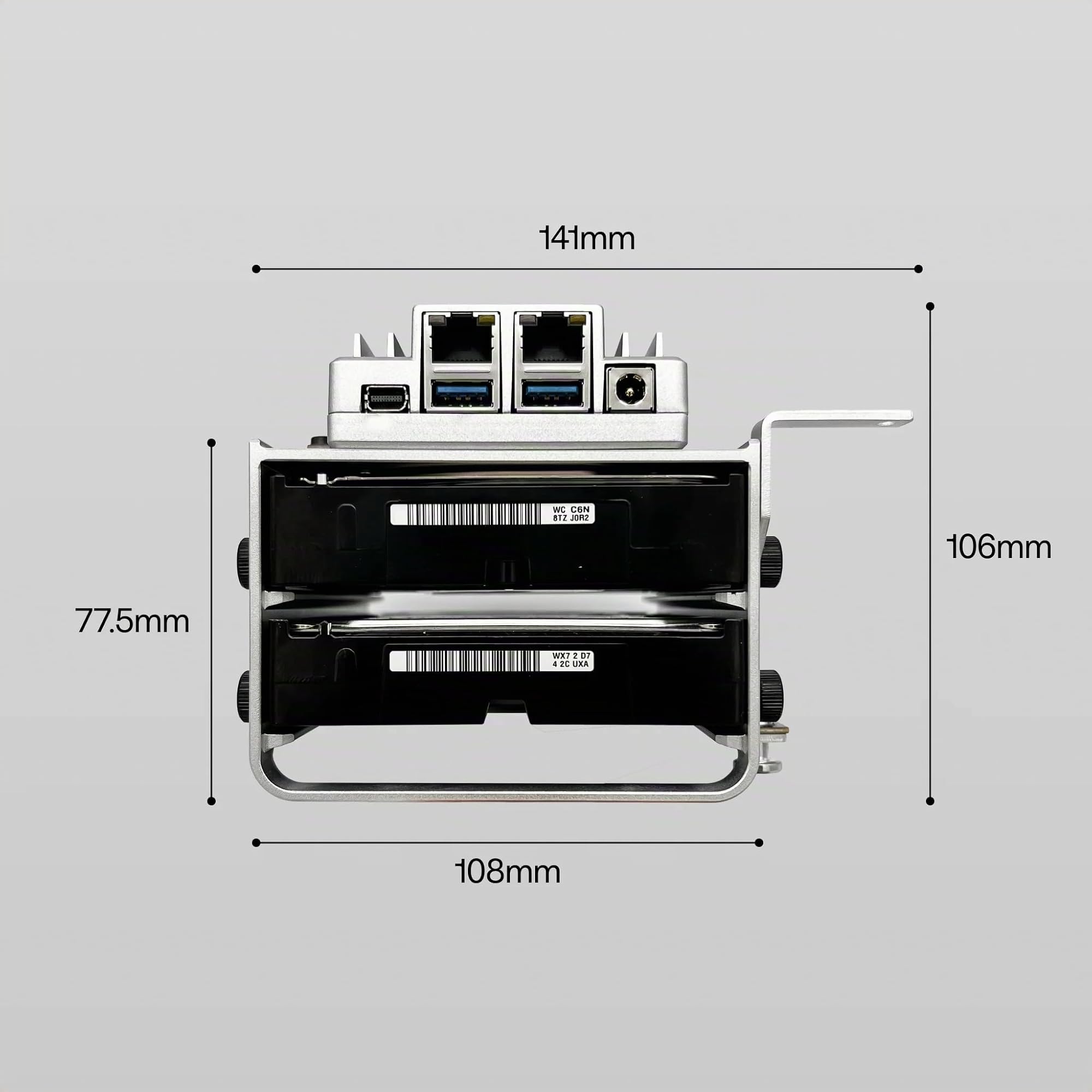 ZimaBoard 2-Bay HDD Rack Tray per ZimaBoard 2, Staffa di montaggio per due dischi rigidi da 3,5", Lega di alluminio, Telaio NAS / Server domestico compatto, Installazione semplice