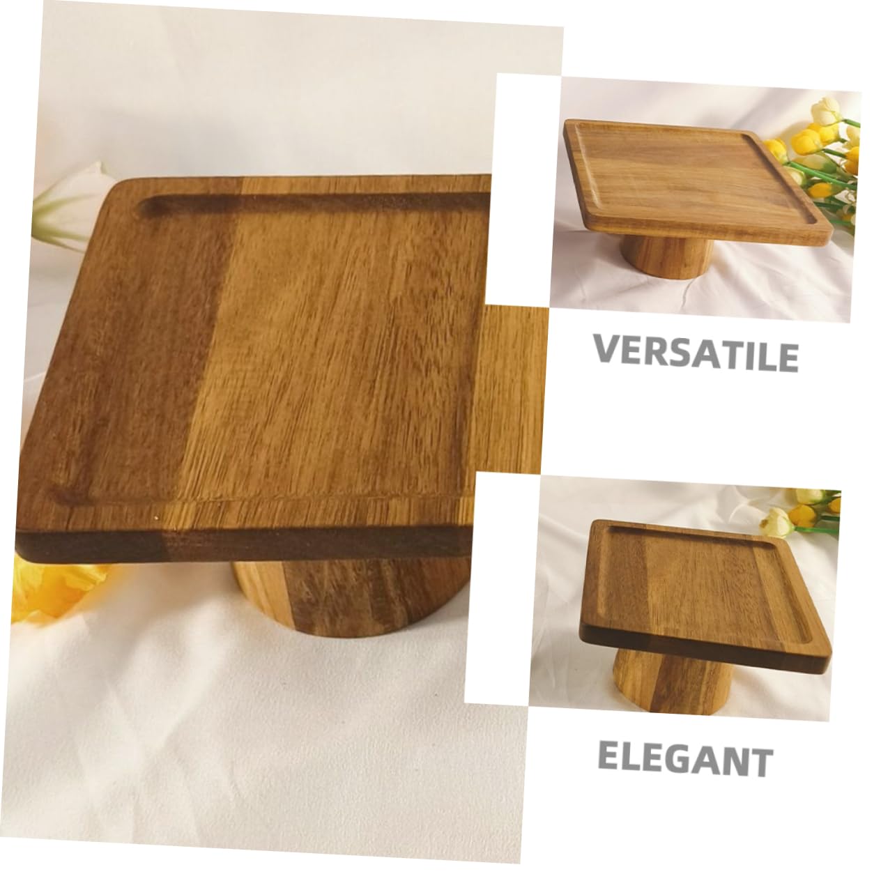 IMIKEYA Présentoir à Gâteaux en Bois Carré Khaki Grosse Capacité