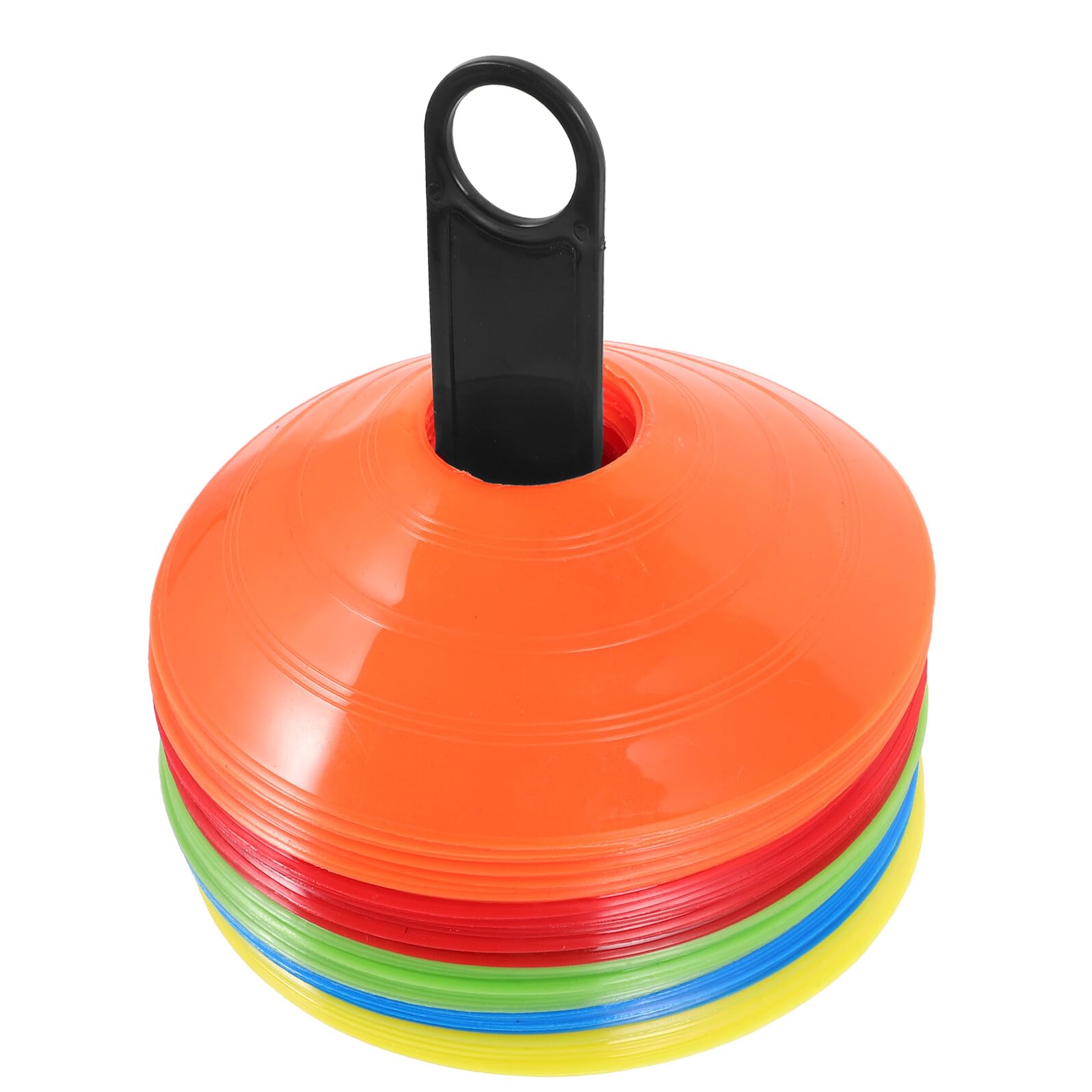 Conos de Entrenamiento de Fútbol 50 Piezas Multicolor de Plástico Soporte y Bolsa, Conos para Agilidad y Obstáculos Deportivos al Aire Libre, Accesorios para Entrenamiento