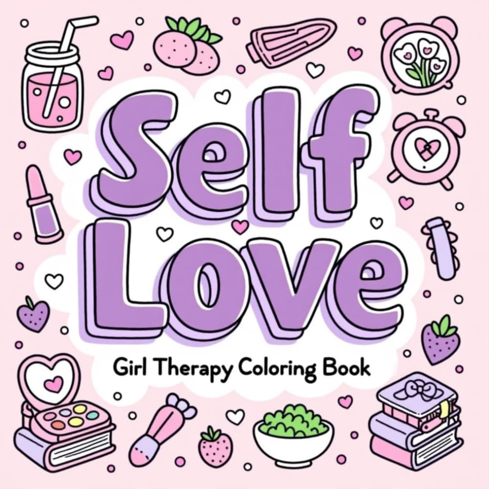 Self Love Coloring Book for Girls: 90+ Cute & Relaxing Pages for Stress Relief, Confidence & Mindfulness: Kawaii Style Therapy Coloring Book