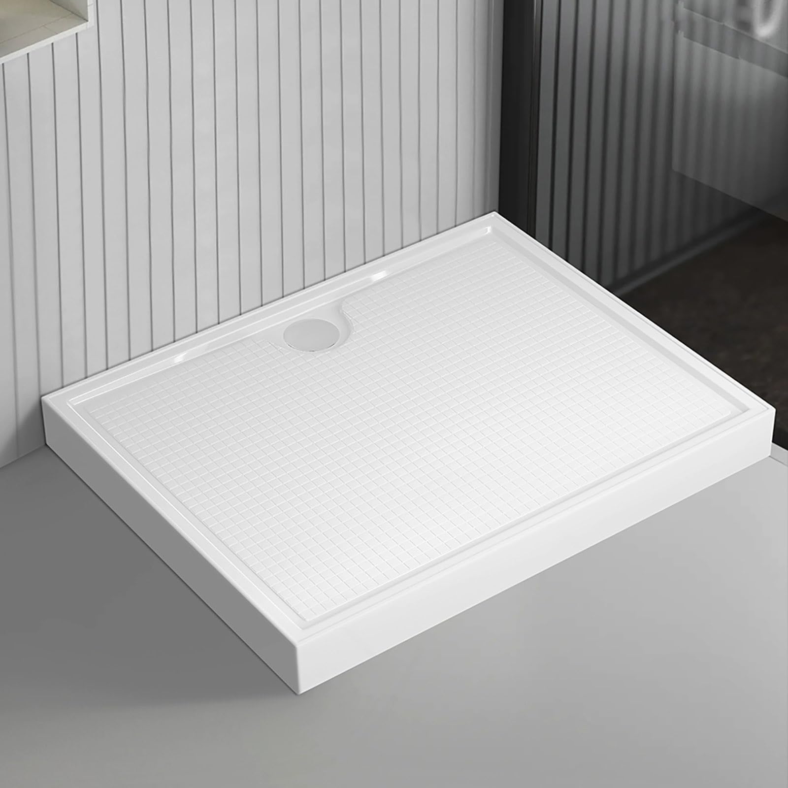 Kit de ducha antideslizante con patas de apoyo ajustables, diseño de doble barrera de agua para separación en seco y húmedo, 80 x 120 cm