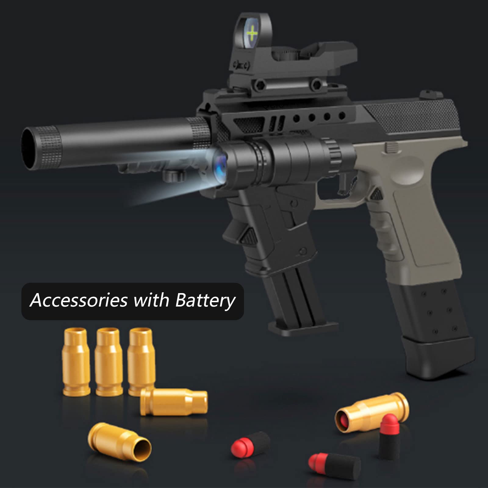 Pistola de Juguete, Pistolas Juguetes Realista Niños con Accesorios Combinados, Pistola de Balas Espuma Blaster para niños Mayores de 14+ años, Jugar al Aire Libre (clásico)