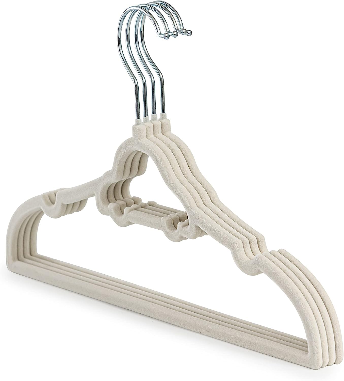 Children's Velvet Non-Slip Hangers for Baby, Toddler, and Kids Clothing and Coats - Ivory (Pack of 160)