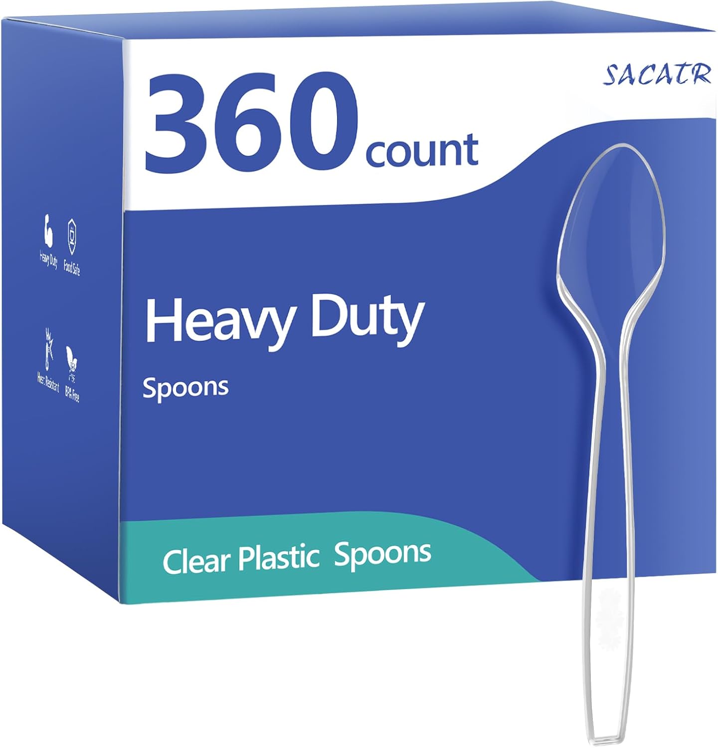 360 Count Clear Plastic Spoons Disposable, Premium Plastic Spoons Heavy Duty, BPA-Free, Heat Resistant, Suitable for Parties, Events and Everyday Use