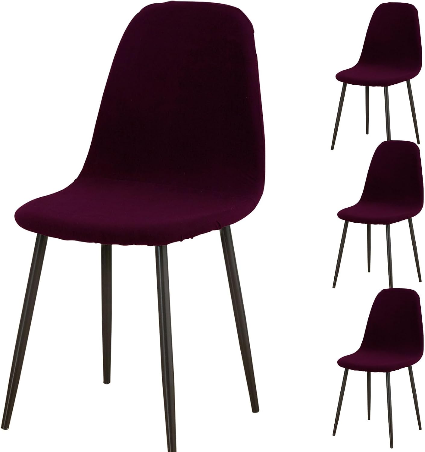 Vapor Fitness Shell Chair Covers for Dining Chairs, Mid Century Modern Dining Chair Covers Set of 2/4/6, Lounge Armless Chair Cover-Bean Sand Red||4PCS