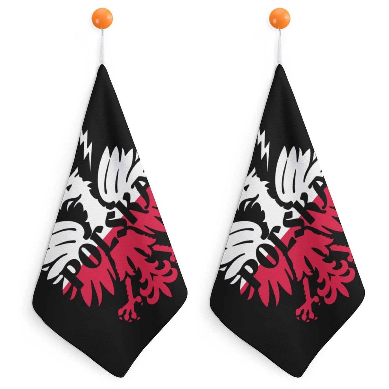 TXFBTRFSA Polska Poland Polish Flag Hand Towels with Hanging Loop Kitchen Towel Handkerchiefs Cleaning Cloths