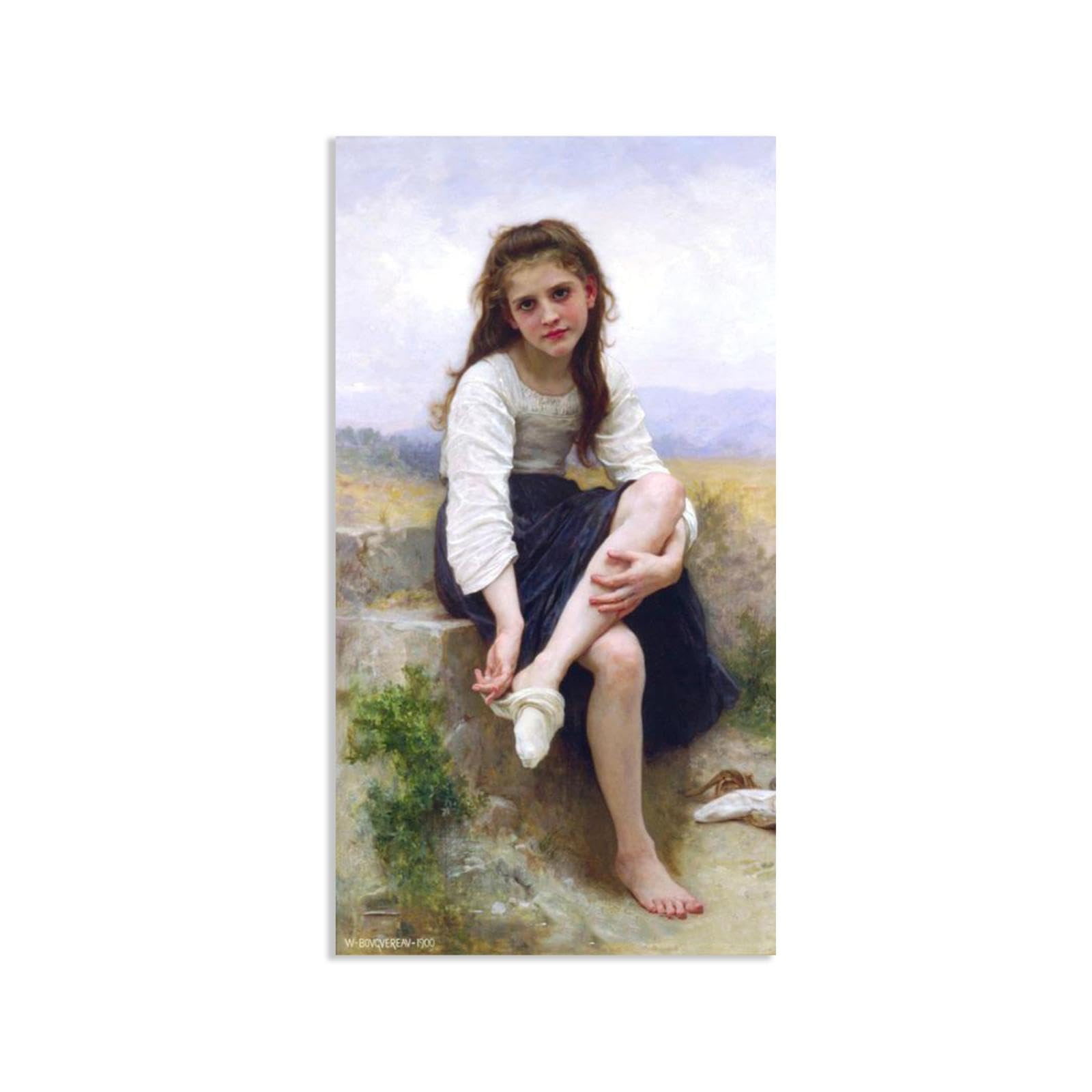 William-Adolphe Bouguereau Wall Art Before the Bath Print on Canvas Reproductions of Famous Paintings Wall Decor for Living Room Bedroom Bathroom Home Decor 55x30cm frameless