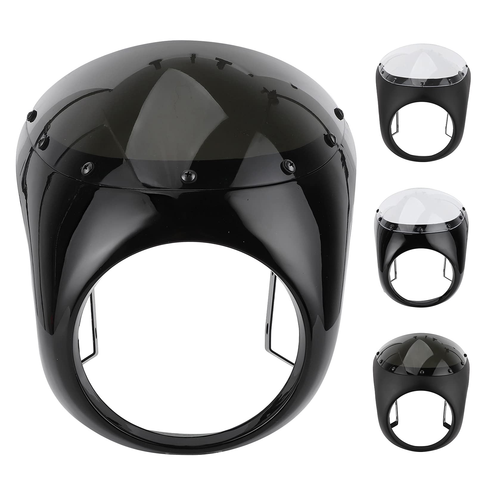 Cupolino, Cupolino 7in Parabrezza Deflettore Antivento Universale per Moto(Nero opaco + cover nera)