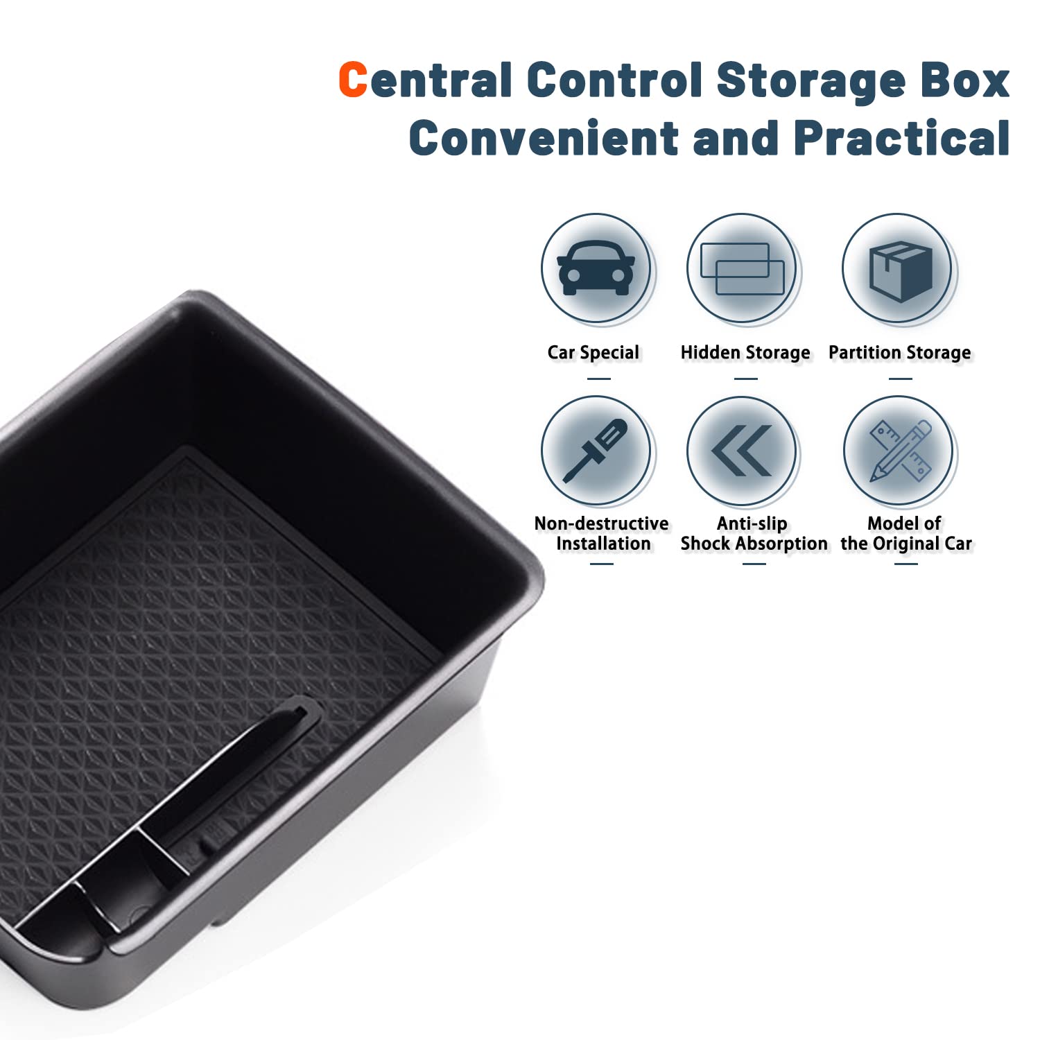 Organizer Console Centrale Coleya Per VW Golf 8 - Scatola Portaoggetti Con Tappetino Antiscivolo Nero - Foto 9