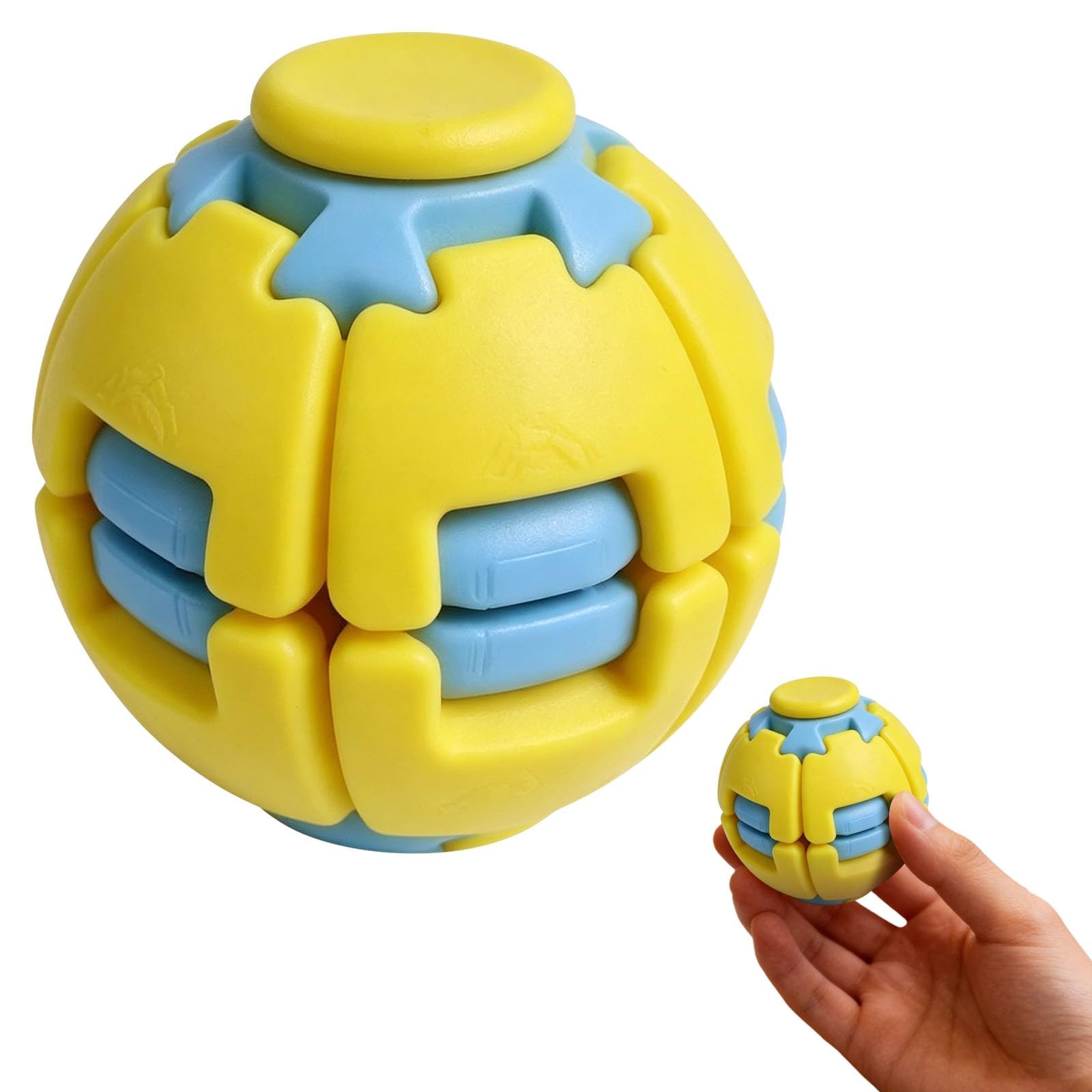 Fidget Spinner, Fidget Toys - 2 In 1 Press & Auto Rotate Decompression Toy, Dual Form Freely Switchable, Pocket Portable Fidget Spinner For Anxiety Relief (Yellow-Blue)