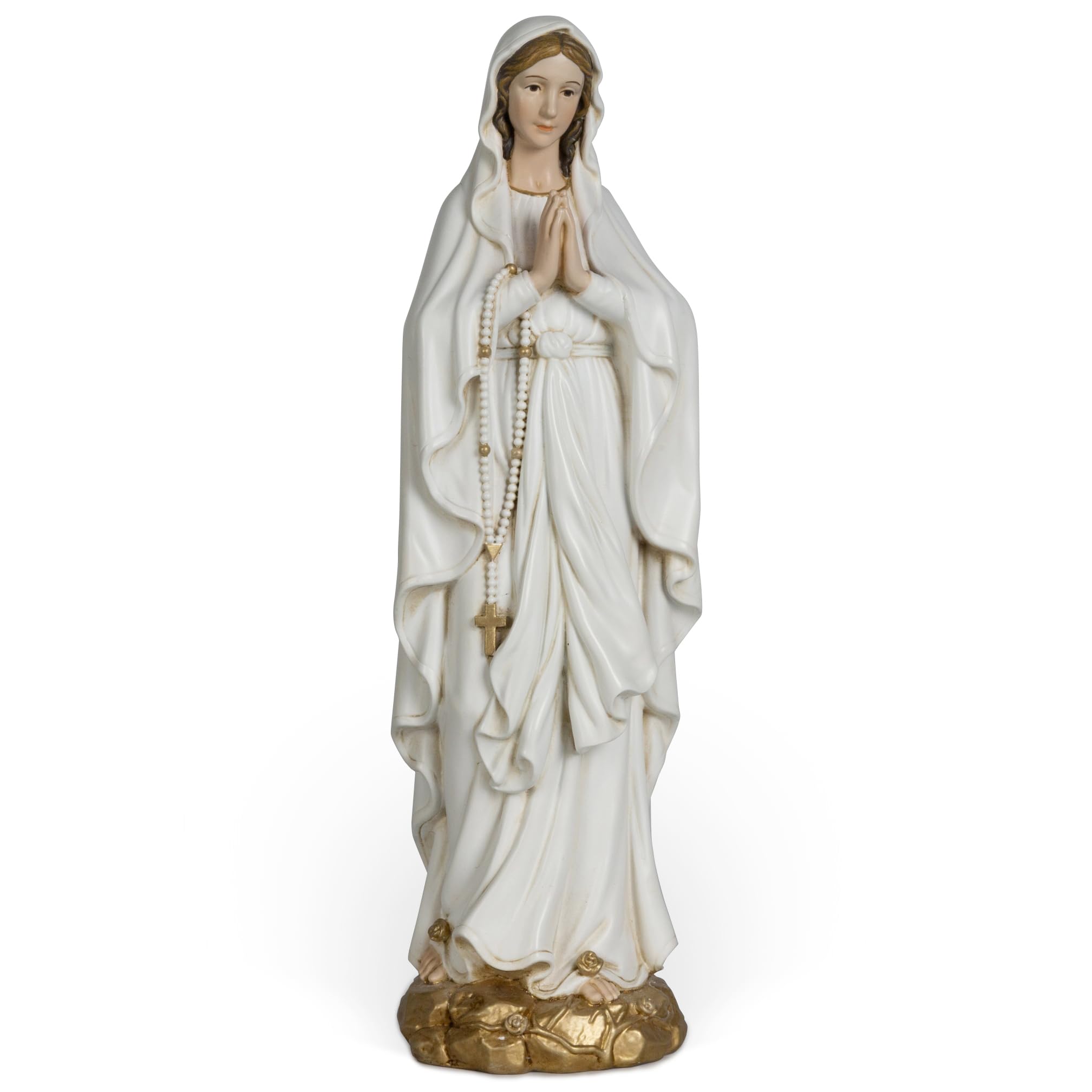 BC Catholic Our Lady of Lourdes Statue, 10"H Blessed Virgin Mary Mother Figure, Inspirational Home décor, Religious Gift, Handpainted Renaissance Sculpture Purity & Grace Collection from Buildclassic