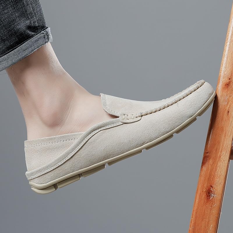 Men's Loafers Shoes Round Toe Suede Vamp Apron Toe Loafer Shoes Anti-Slip Flat Heel Slip Resistant Walking Slip-ons2