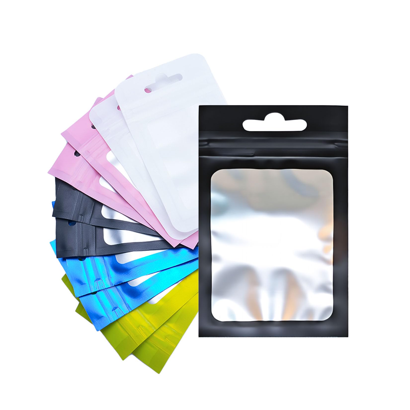 150 Pcs Resealable Mylar Bags, Foil Holographic Sealed Bagsset, Resealable Pouches, Mylar Ziplock Bags, Sweet Pouches for SweeCookies Jewellery Gift Packaging Storage(7 x 10cm, 5 Colors)