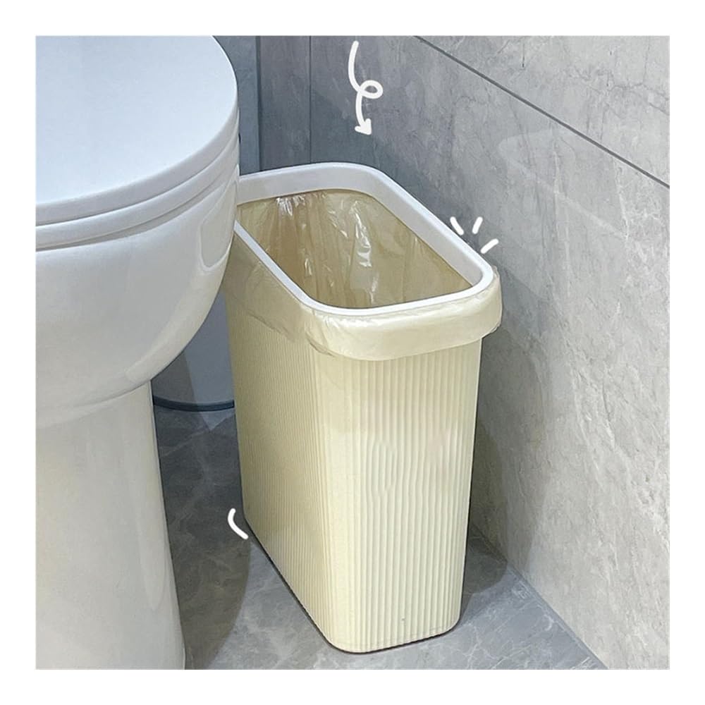 Cestino, Pattumiera igienica senza coperchio color crema for cucina e bagno(Yellow)