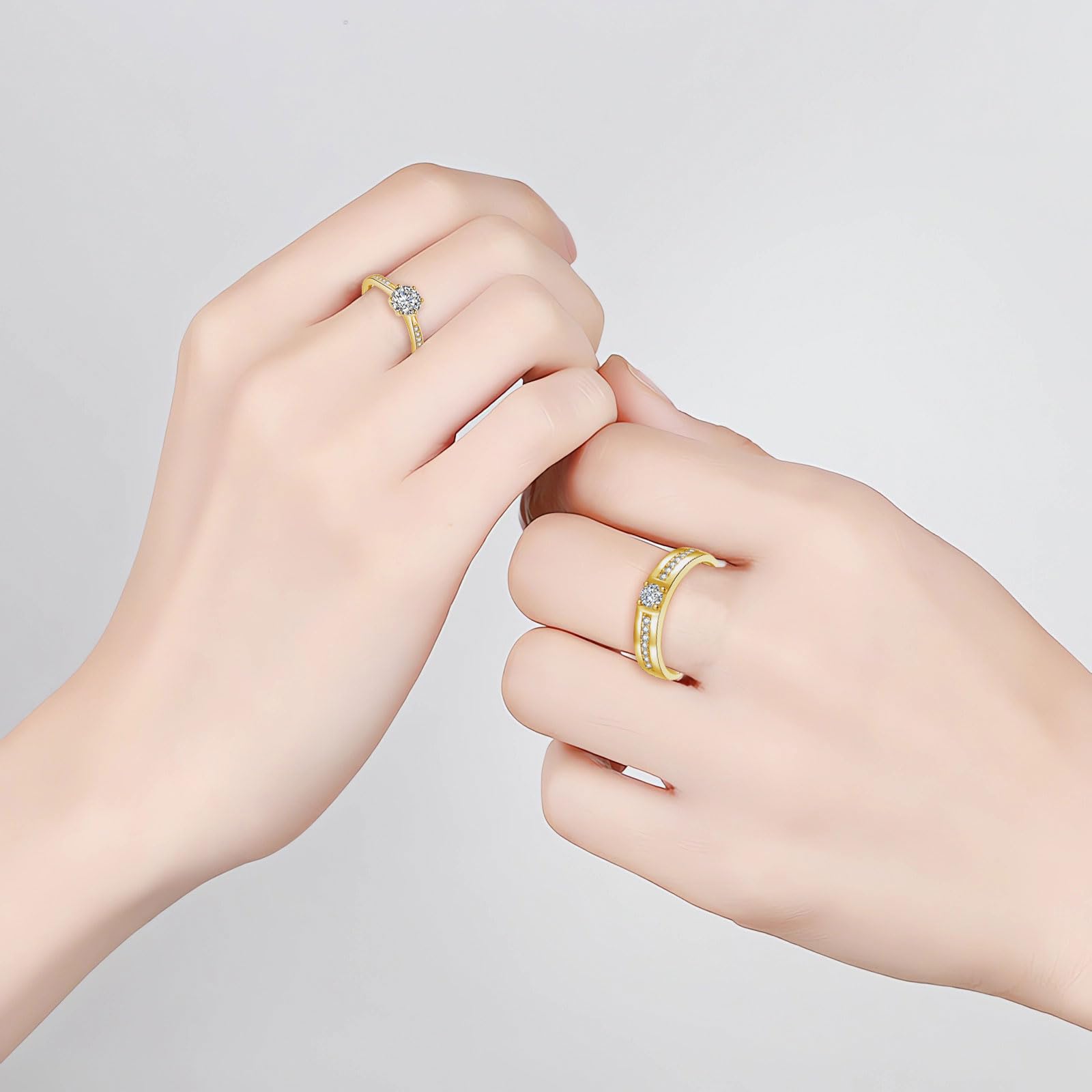 Kamise Silber Paare Ring für Damen & Herren, 925 Sterling Silber Partner Ringe mit Zirkonia, Verstellbar Versprechen Verlobungsring Hochzeitsring, Einfach Offen Eheringe Band Ring mit Geschenkbox