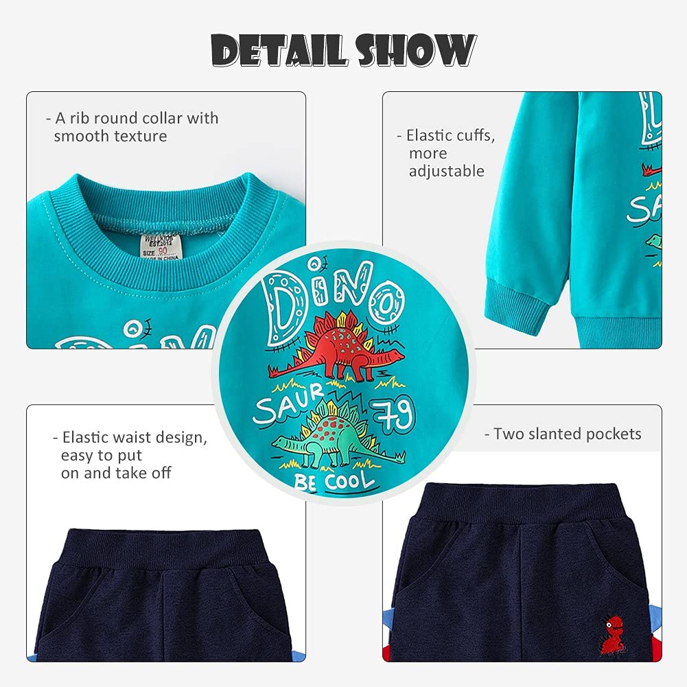 Volunboy Toddler Boys Clothes Sets Little Boy Clothing Long Sleeve Pullover Jogger Pants Kids 2 Pieces Outfits
