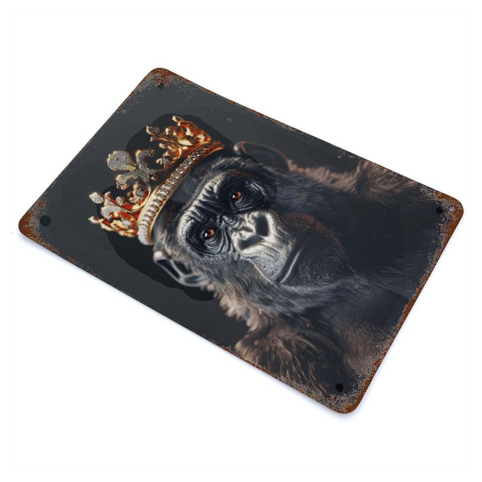 Gorilla Animal King Rust Effect Tin Sign 11.8"x7.9", Novelty Wall Decor for Garage, Pub Or Kitchen