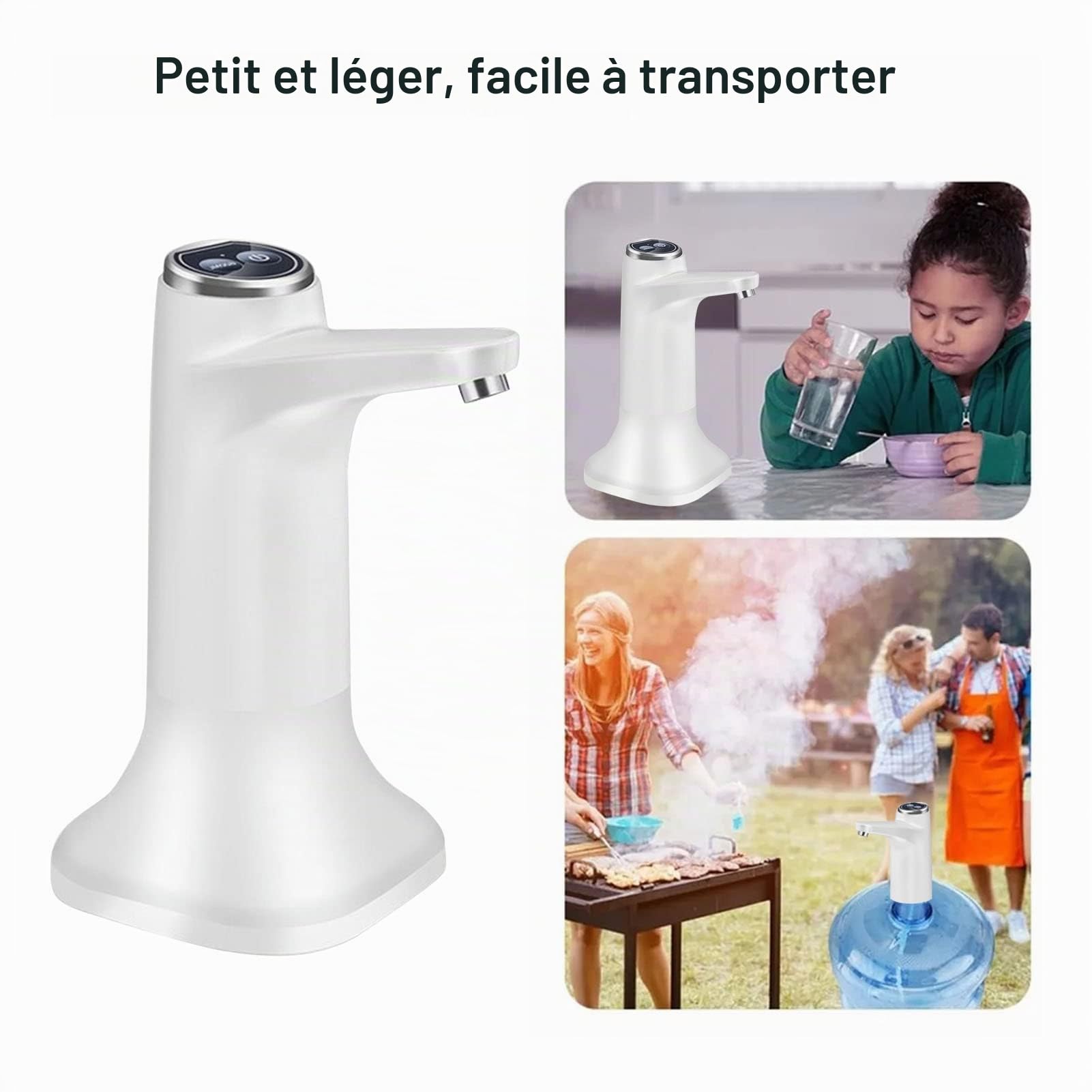 Distributeur D'eau Automatique, Distributeur de Bouteille D'eau à Fonctionnement Silencieux, Pompe de Bouteille D'eau de Charge USB, Pompe de Distributeur D'eau Potable Portable pour Camping, Pique-ni