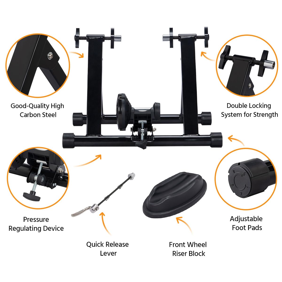 Yaheetech Entraîneur Magnétique Turbo de Vélo avec Support de Roue Avantl, Réglable, Pliable, Home Trainer pour Roues de 66-71 cm et 700C, Noir