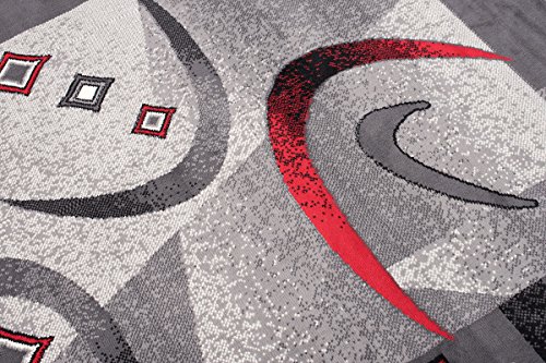 Tapis de bureau moderne design géométrique gris rouge haut de gamme - 4