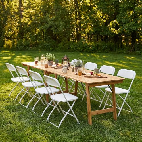 Image of DUMOS Folding Plastic Chairs Sets of 20, 330lbs Capacity Stackable Home Office Chair, Portable Fold Up for Indoor Outdoor, Patio, Camping, Garden, Party, White