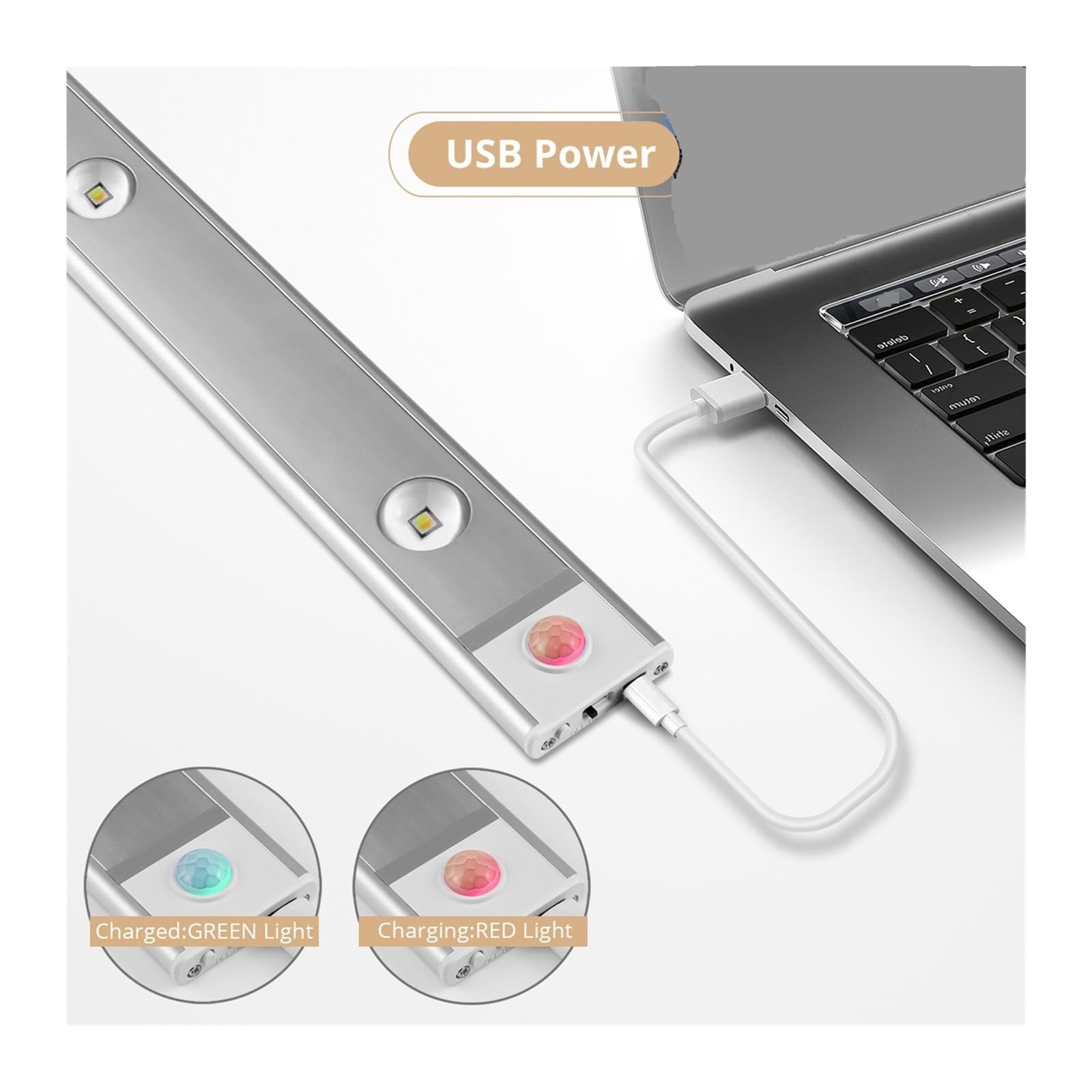 Luci Sotto Mobile Luci Con Sensore Di Movimento PIR Lampada Da Interno A LED Cat Eye Effetto Riflettore 30cm 40cm Ricaricabile For Armadio Cucina(30cm)
