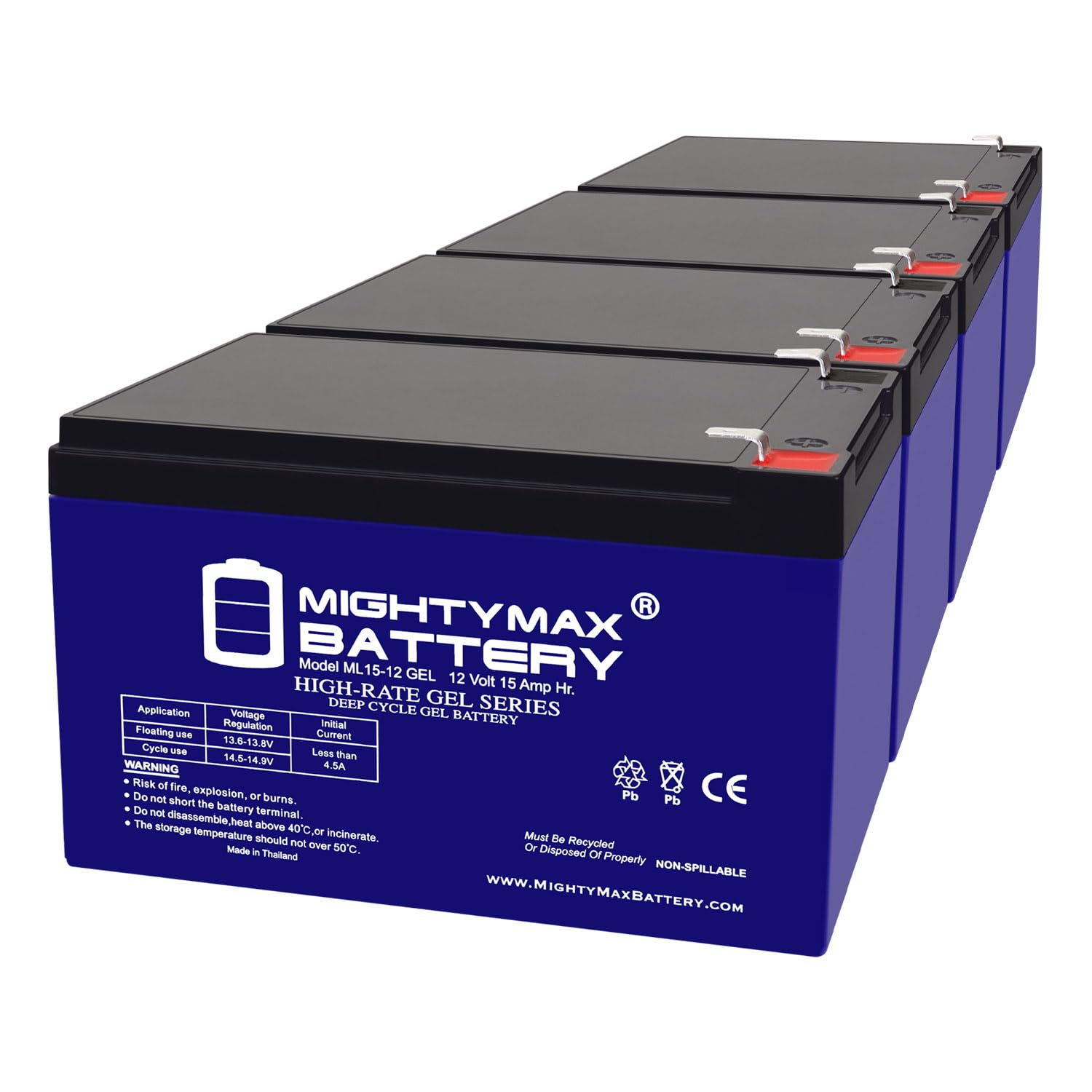 12V 15AH Gel F2 Replacement Battery Compatible with EMX Cruiser Electric Mobility Scooter - 4 Pack