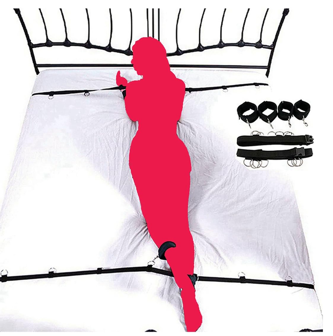 Bed Straps Sex Tie Downs for Adults Couples Under Mattress King Bed Sex Resistant Set Legs Arms Set Wrist Ankle Straps Bondaged Restraints Sex Set Spreaders Bar Adult Kinky Play Women Hoodies