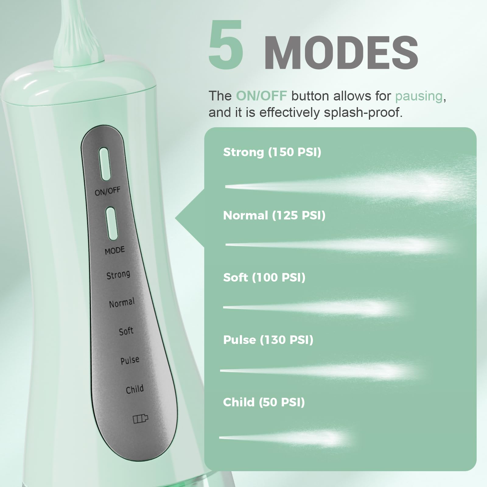 Irrigador dental de agua de 350 ml para dientes con bolsa de viaje, 5 modos, irrigador oral portátil, inalámbrico, limpiador de dientes, recargable, IPX7, impermeable, para viajes en casa