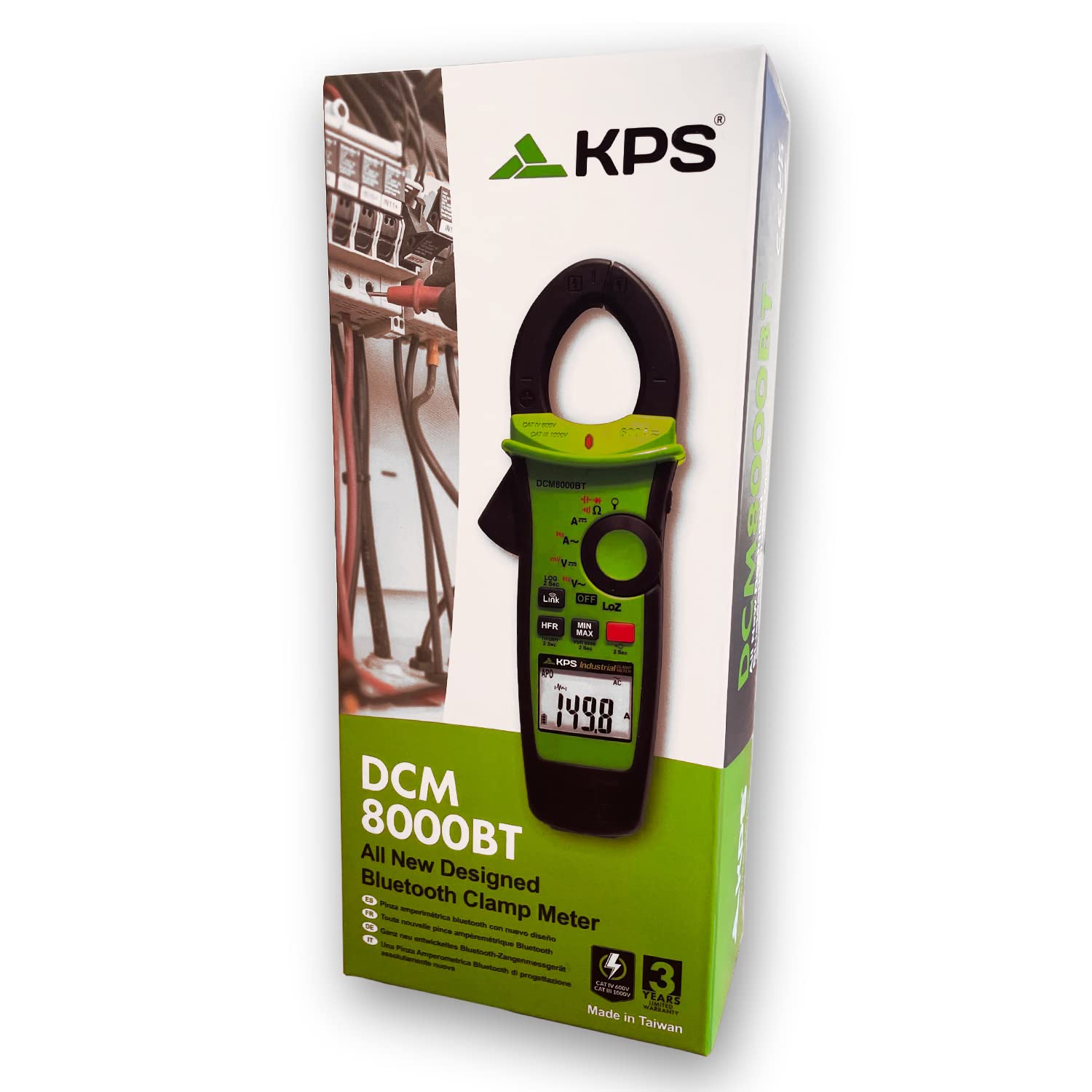 KPS-DCM8000BT Pinza Amperimétrica TRMS con Bluetooth Corriente AC/DC 600A Tensión AC/DC 1000V Modo LoZ NCV LPF CAT.IV