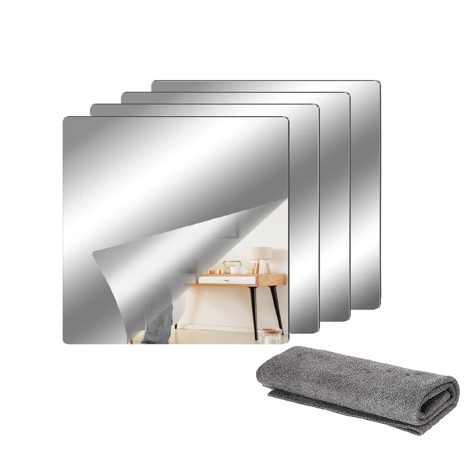 Lot De 5 Rond Miroir Acrylique, Miroirs Ronds Autocollants, Rond Miroir