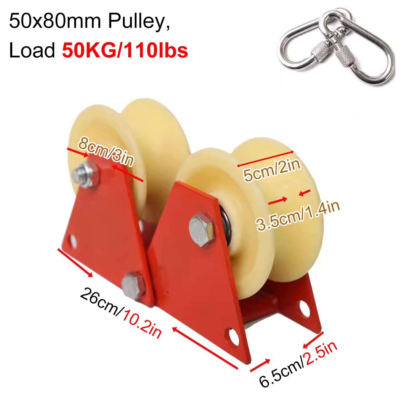 Hebesystem Für Dachzelte, Seilrolle Mit Doppelrad Für Ecken, Feuerwehr, Höhenarbeiten Und Baustellen, Gewerbliche Verlegerollen Für Winden, Rolleninnendurchmesser 4,5 cm / 1,8 Zoll
