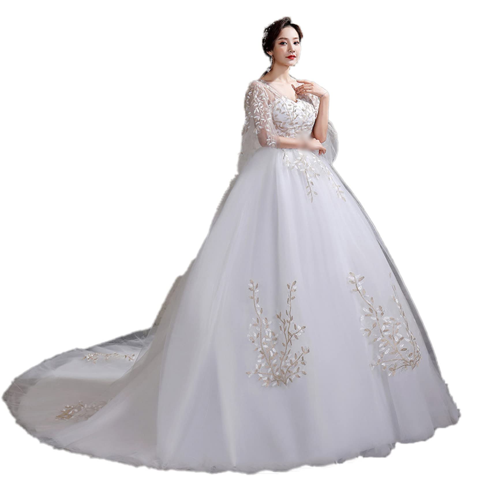 Amazon | [lsjdln] ロングウェディングドレス ボリュウム 刺繍