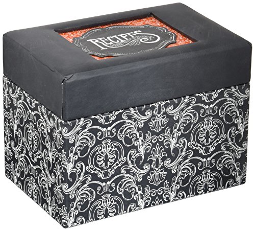 C.R. Gibson Colorful Patterned Recipe File Box, Includes 12 Tabbed Divider Cards, With 40 Coordinating 4