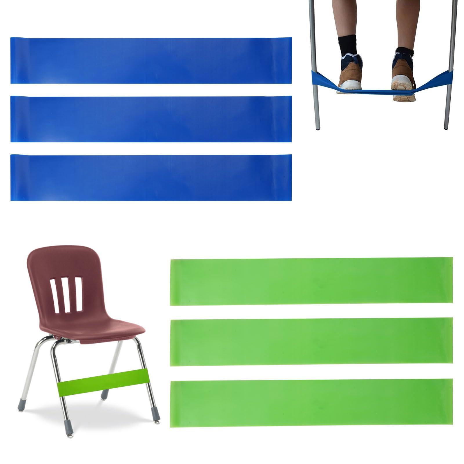 JOINVALUE Lot De 15 Bandes De Pieds Extensibles En Latex Naturel Pour Salle De Classe, Jouets Sensoriels Pour TDAH