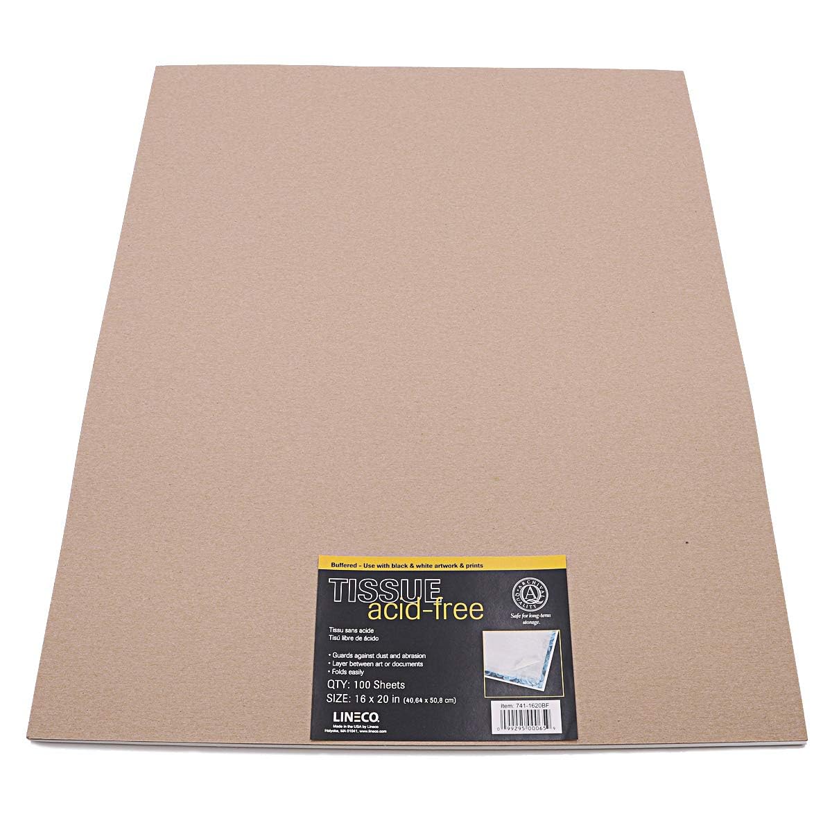 Lineco Buffered Acid-Free Interleaving Tissue, 16x20, Pack of 100. Extends The Life of Paper, Photographs, Textiles, and Artifacts. Use for Photographs, Black & White, Color, Albumen Prints.