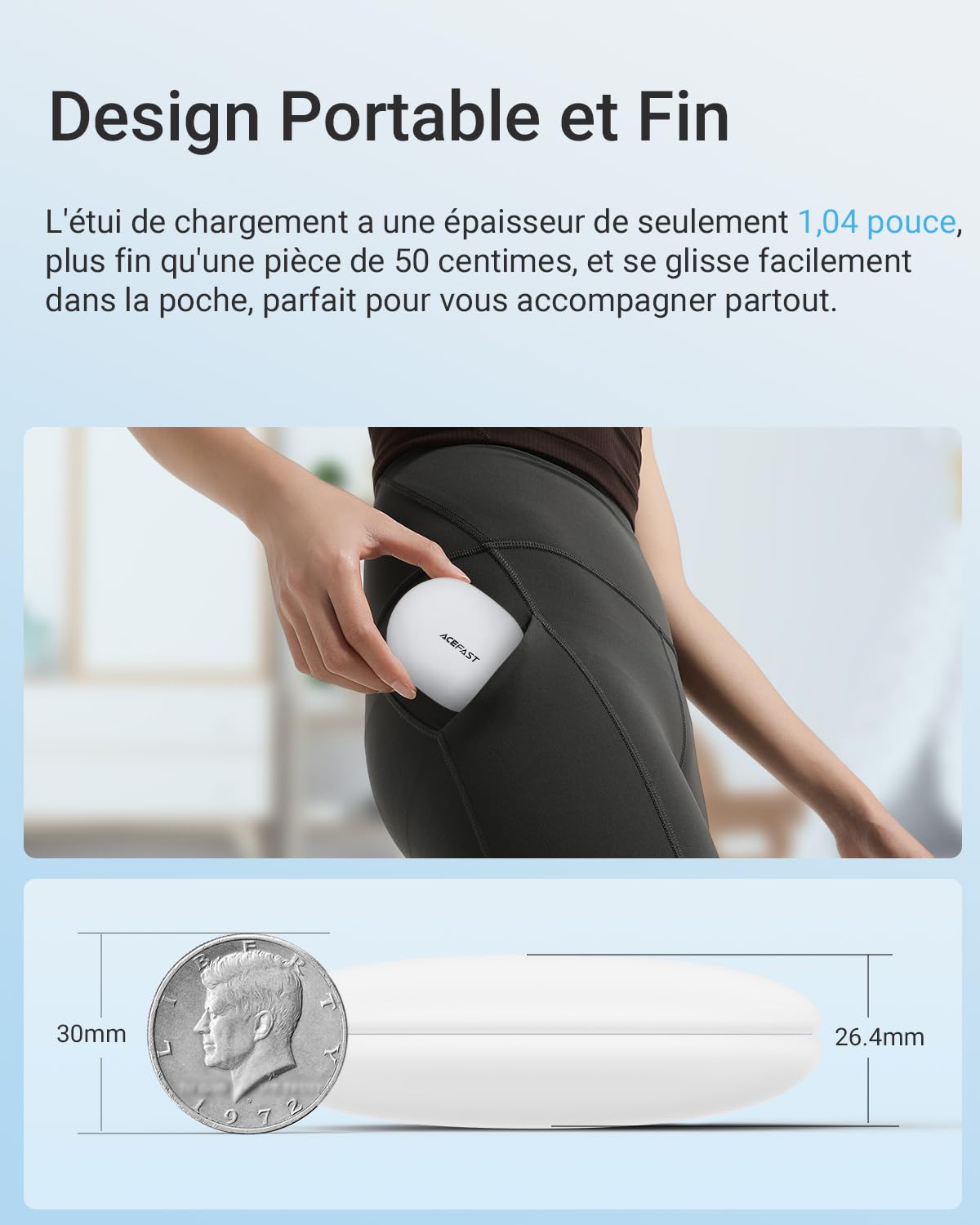 ACEFAST AceFit Air Écouteurs Bluetooth sans Fil Sport Ultra Fin, 32 h d'autonomie, Son Puissant, Ajustement Confortable, Appels Clairs, Bluetooth 5.4, Contrôle Tactile, étanchéité IP54, Application