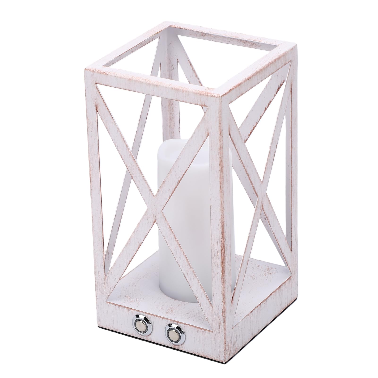 Lampada da Tavolo a LED con Temperatura di Colore Regolabile Luce Notturna Portatile con Effetto Candela per Camera da Letto Asilo Nido Ferro 11,8x11,8x22 Cm (WHITE)